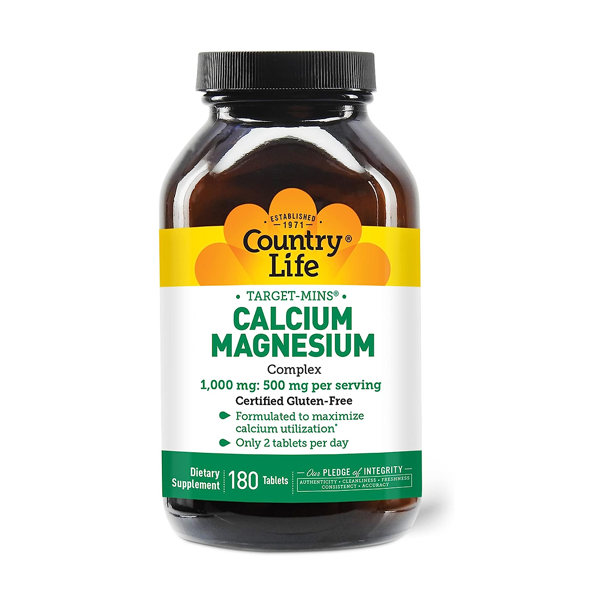 Country Life Target-Mins Calcium Magnesium Complex, 180 vegan tablets bottle