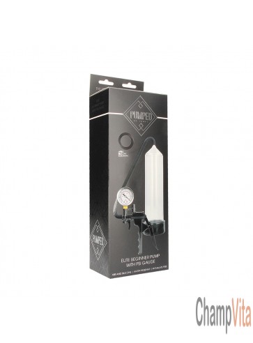 Shots Toys Pumped Elite Beginner Penis Pump Psi Gauge Transparent box