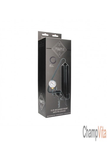 Shots Toys Pumped Elite Beginner Penis Pump Psi Gauge Black box