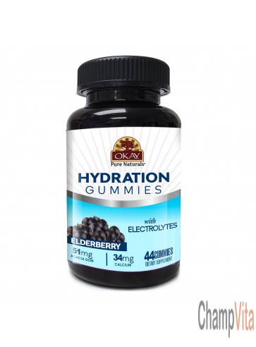 OKAY Gummies Hydration 44 Count Elderberry Flavor Electrolytes bottle