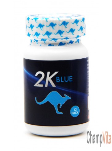 Kangaroo 2K Blue Alpha 3000 male enhancement front view 12 Pills Bottle