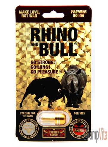 Rhino and Bull Premier 50000 male sexual energy supplement Single Pack Blister packaging