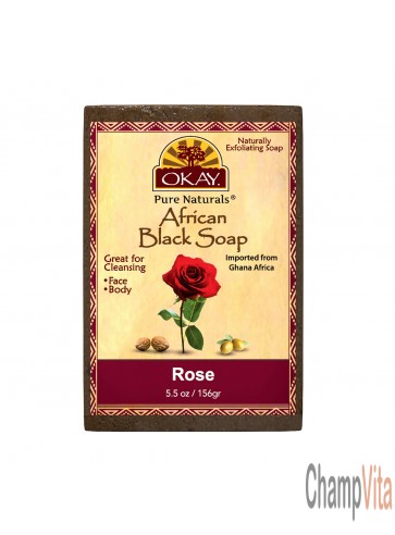 OKAY African Black Soap with Rose Petals 5.5oz