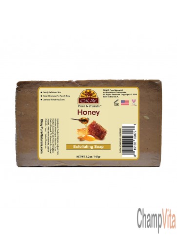 OKAY Pure Naturals Honey Exfoliating Soap 5.2oz front view