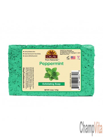 OKAY Pure Naturals Peppermint Exfoliating Soap 5.2oz front view