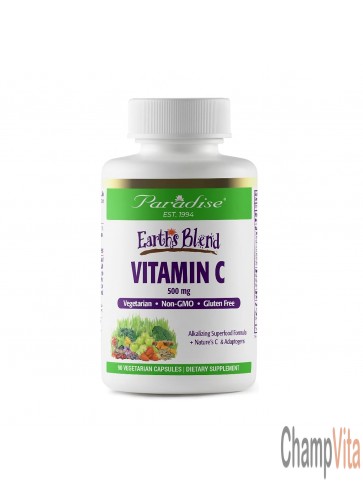 Bottle of organic vitamin C capsules