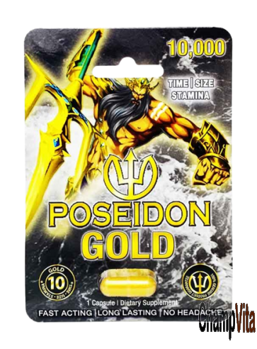 Poseidon Gold 10000 male enhancement Gold Pills front packaging 