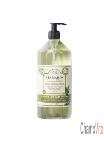A La Maison Rosemary Mint Liquid Hand Soap Refill Bottle 33.8 Oz front