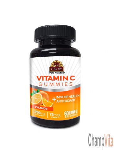 OKAY Gummies Vitamin C 60 Count Orange Flavor Immune Health Support bottle