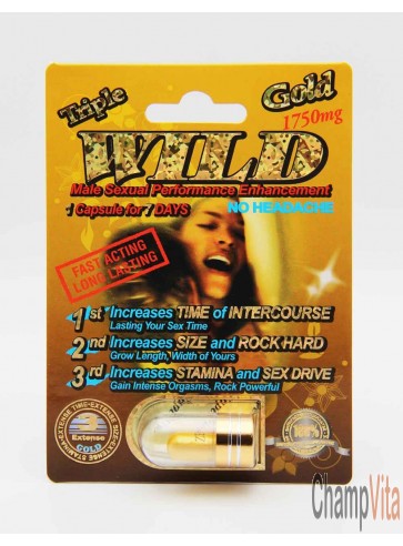 Wild Gold 1750mg Triple Maximum Male Sexual Enhancement Pills Front