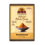 Front view of OKAY African Black Soap with Sandalwood 5.5oz