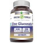 Zinc Gluconate 50mg 250 Tablets Immune Support Amazing Formulas 