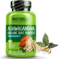 Ashwagandha Organic Root Powder Natural Supplement w Black Pepper 