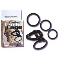 Leather Cock Cage 3 Enhancement Rings