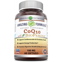 CoQ10 Bioperine 100mg 60 Softgels Gluten Free Amazing Formulas