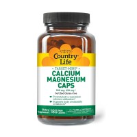Front view of Country Life Calcium Magnesium Capsules bottle