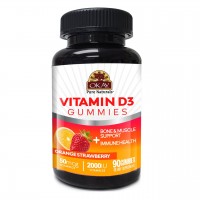 OKAY Gummies Vitamin D3 90 Count Orange Strawberry Flavor Bone Support bottle
