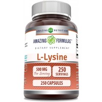 L Lysine 500mg 250 Caps Immune Support Supplement Amazing Formulas