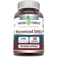 Micronized DHEA 25mg 180 Veggie Caps Gluten Free Amazing Formulas