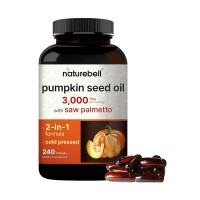 Front view of NatureBell Pumpkin Seed Oil & Saw Palmetto Softgels bottle