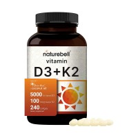 NatureBell Vitamin D3 K2 Softgels with Coconut Oil Bottle