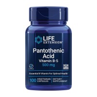 Life Extension 100 Vegetarian Caps Pantothenic Acid Vitamin B5 500mg bottle