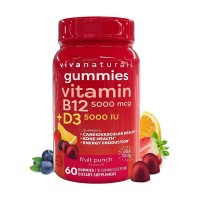 Front view of Viva Naturals Vitamin D3 B12 Gummies bottle