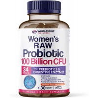 Women Raw Probiotics 100 Billion CFUs Prebiotics Digestive Enzymes 30Ct