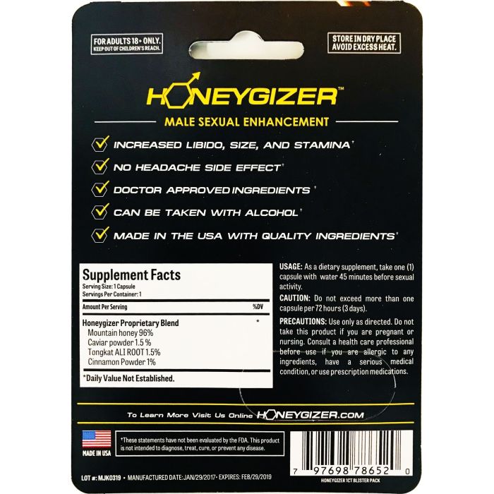Organic Honeygizer Male Enhancement Pills Real Honey