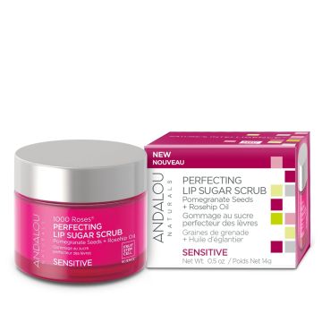1000 Roses Perfecting Lip Sugar Scrub 0.5 oz Andalou Naturals both