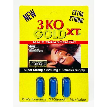 3 KO Blue Gold XT Male Sexual Enhancer 2500mg Natural Herbal Extract One Pack by Prime Health Inc.