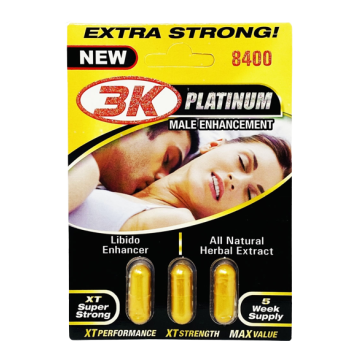 3K Gold XT 8400mg male enhancement 3 capsule pack Pill Front