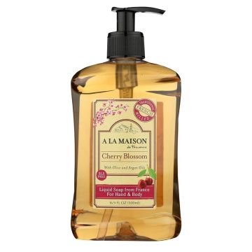 A La Maison Cherry Blossom Liquid Hand Soap Bottle 16.9 Oz front