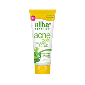 Acnedote Maximum Strength Face Body Scrub 8 Oz Alba Botanica front