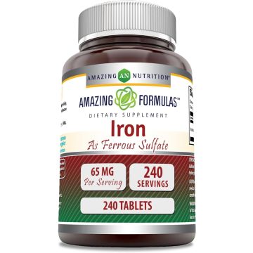 Iron Ferrous Sulfate 65mg 240 Tablets Healthy Muscle Amazing Formulas