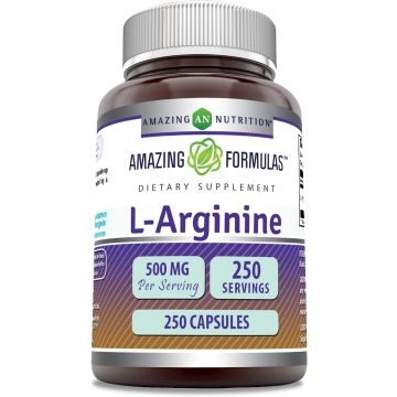 L Arginine 500mg 250 Caps Cardiovascular Health Amazing Formulas