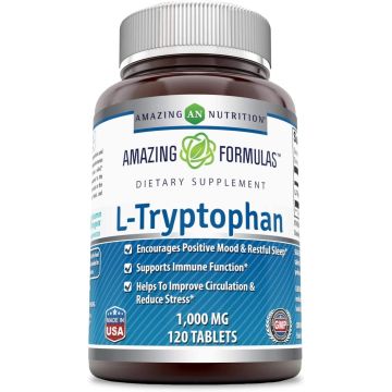 L Tryptophan 1000mg 120 Tablets Gluten Free Amazing Formulas