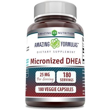 Micronized DHEA 25mg 180 Veggie Caps Gluten Free Amazing Formulas