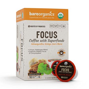 Coffee Superfoods 10ct Single Serve Cups Vegan BareOrganics