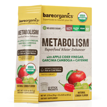 Metabolism Superfood Drink Mix Smoothie Booster 12 Cnt BareOrganics 