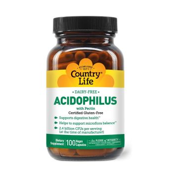 Country Life Dairy-Free Acidophilus with Pectin Vegan Capsules