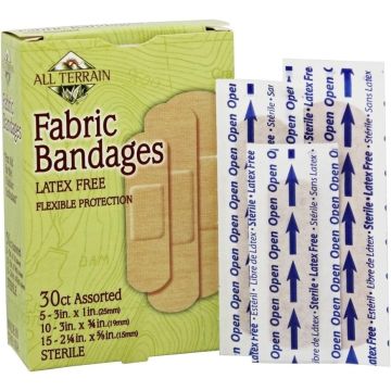 Fabric Bandages Assorted 30 Count Latex Free All Terrain front