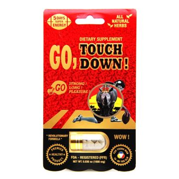 3 Go Touch Down male stamina support pill close up