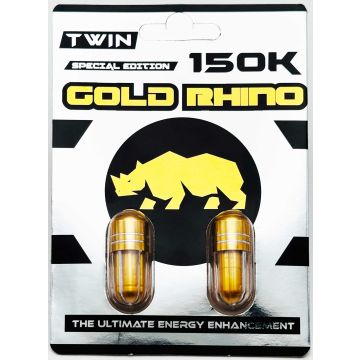 Twin Gold Rhino 150K Male Enhancement 2 Pills Front View
