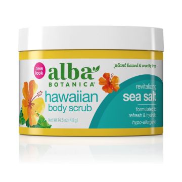 Hawaiian Body Scrub Revitalizing Sea Salt 14.5 Oz Alba Botanica box