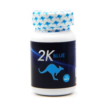 Kangaroo 2K Blue Alpha 3000 male enhancement front view 12 Pills Bottle