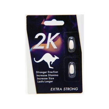 Kangaroo 2K White Extra Strong male enhancement 2 tablets pack fron label