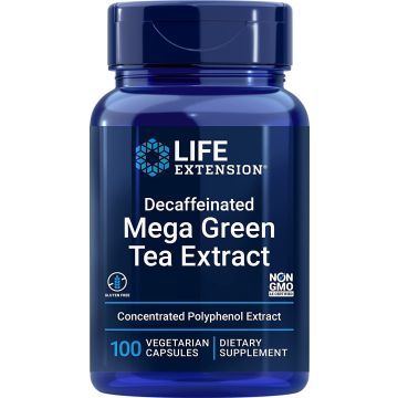 Life Extension 100 Veggie Caps Decaffeinated Mega Green Tea Extract front