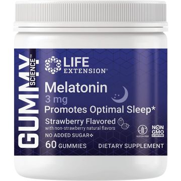 Life Extension Melatonin 3mg Strawberry Flavor 60 Gummies front