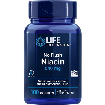 Life Extension Metabolism Health No Flush Niacin 640mg 100 Caps bottle